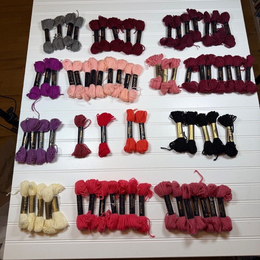 Anchor Susan Bates Tapestry Wool Lot 70 Skeins 100% Virgin Wool Needlepoint Yarn